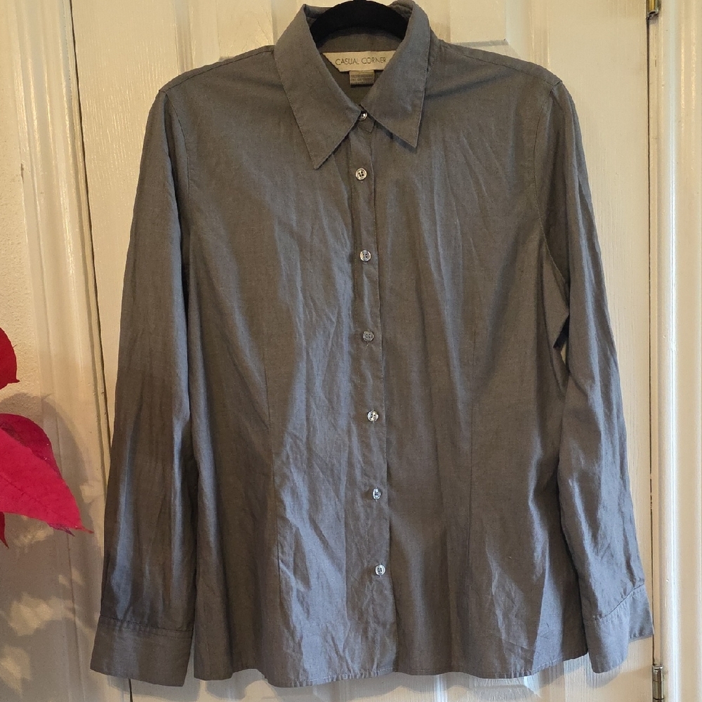 Casual Corner Charcoal Button Down Shirt